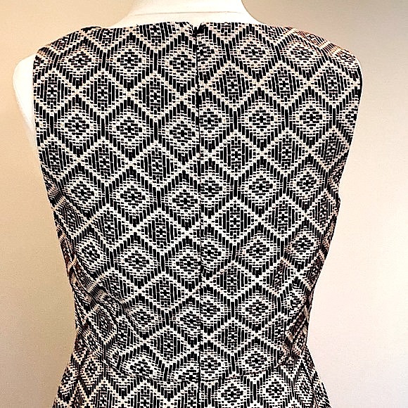 DB Signature Darby Geometric Black Tan Sleeveless Flare Dress Size 10 - Picture 6 of 10